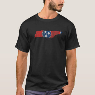Distressed Volunr State Tennessee Flag Map Vintage T-Shirt