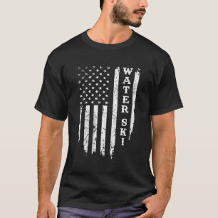 Distressed Water Ski - American Flag Skiing Patrio T-Shirt