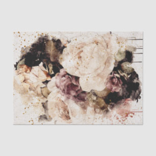 Distressed Watercolor Roses Tissue Paper