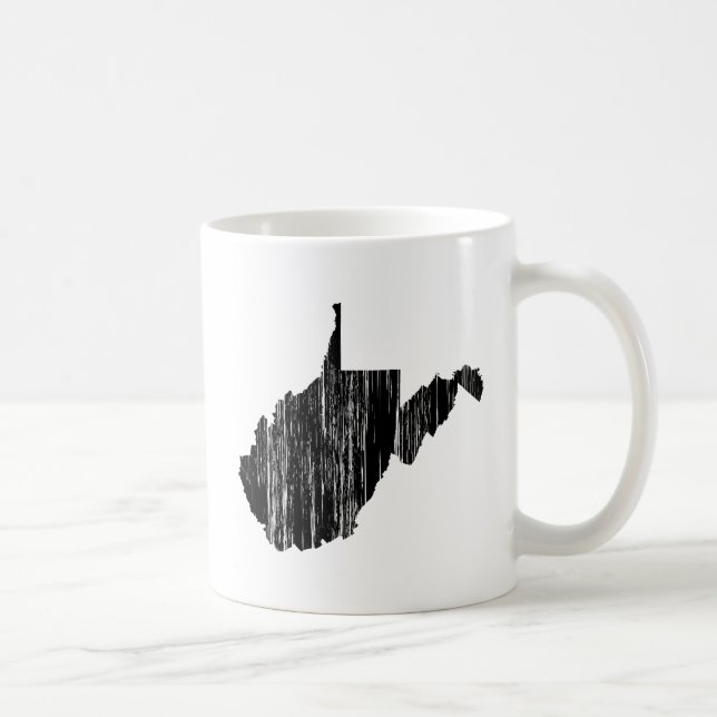 Distressed West Virginia State Outline Coffee Mug (Right)