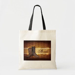 distressed western country cowboy wedding bride tote bag