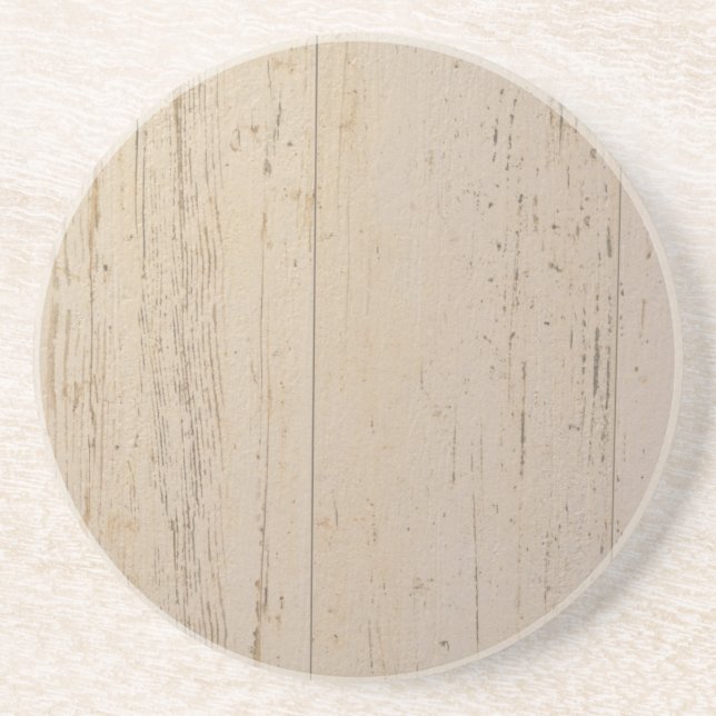 Distressed White Washed Textured Wood Grain Coaster (Front)