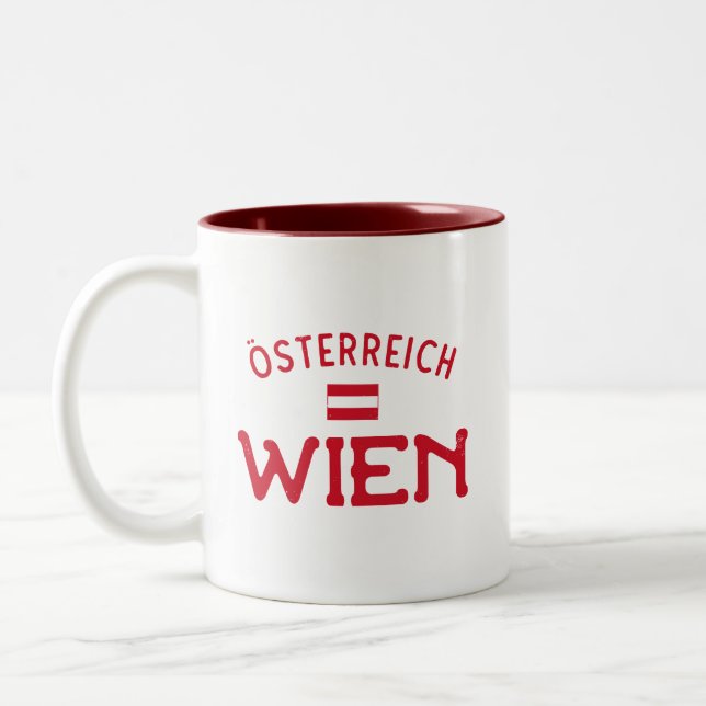 Distressed Wien Osterreich (Vienna Austria) Two-Tone Coffee Mug (Left)
