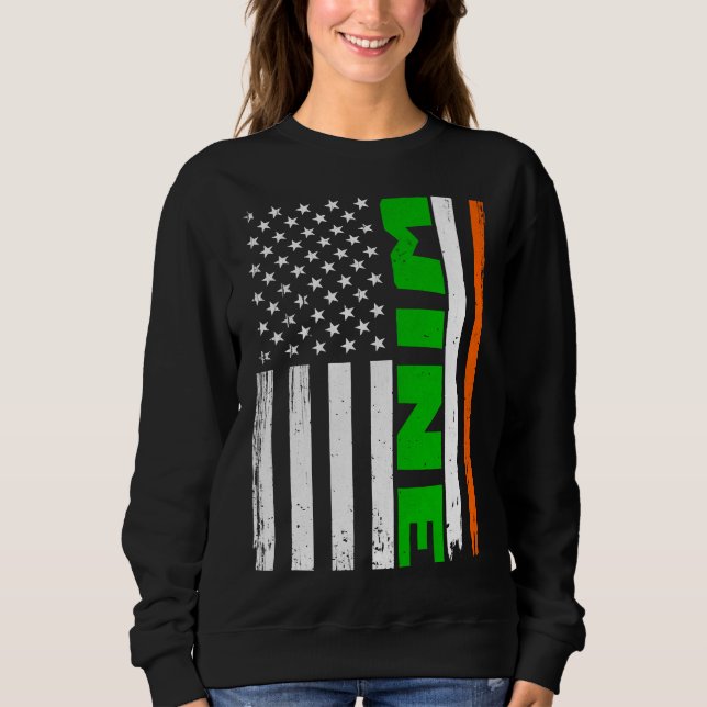 Distressed Wine American Flag St Patricks Day Base Sweatshirt (Front)