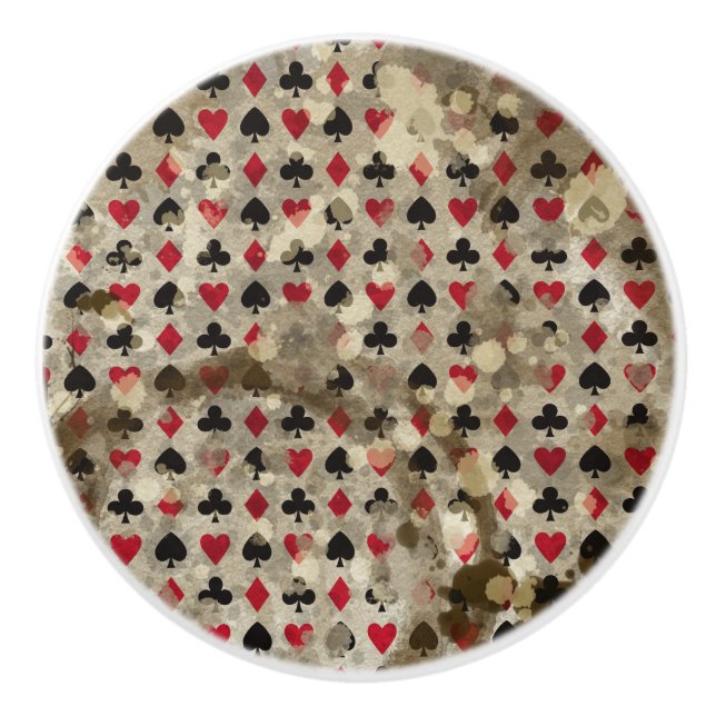 Distressed Wonderland Alice Pattern Ceramic Knob (Front)