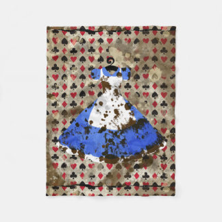 Distressed Wonderland Alice Pattern Fleece Blanket