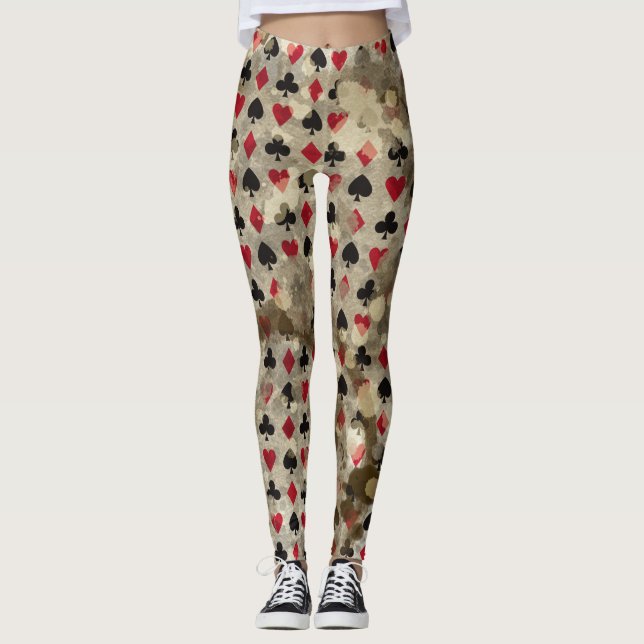 Distressed Wonderland Alice Pattern Leggings (Front)
