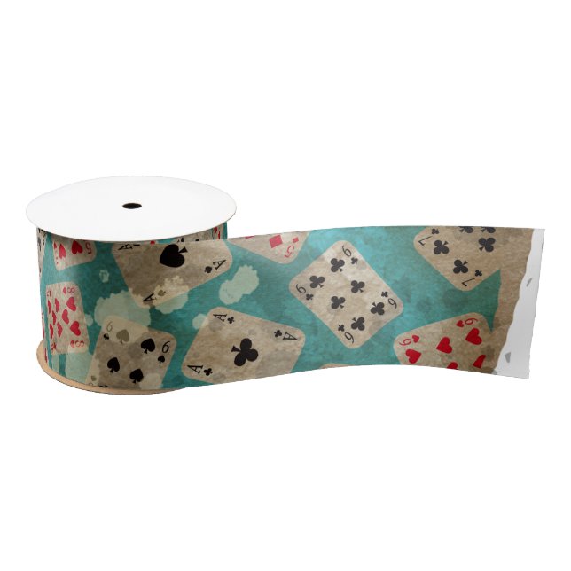 Distressed Wonderland Alice Pattern Satin Ribbon (Spool)