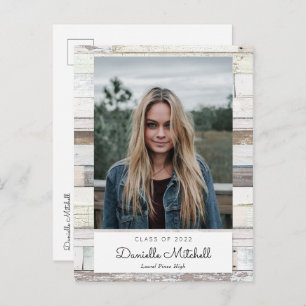 Distressed Wood Grad Photo Announcement Postcard