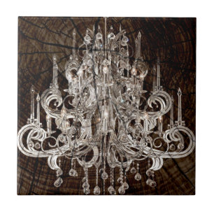 Distressed Wood Grain Primitive country Chandelier Ceramic Tile