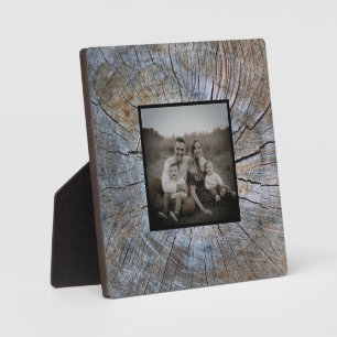 Distressed wood grain rustic tree ring pattern plaque