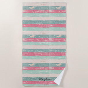 Distressed Wood Plank Personalised Beach Towel