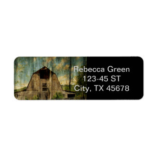 Distressed wood primitive Western Country Old Barn Return Address Label