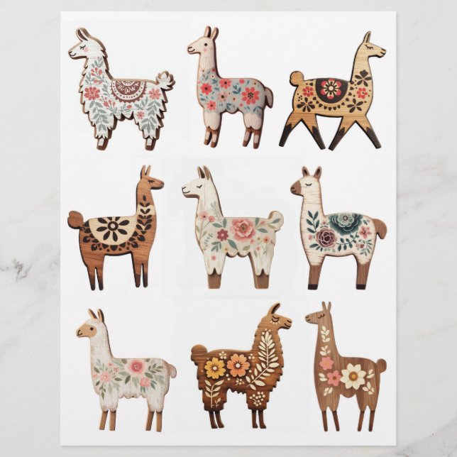 Distressed Wooden Llama Embellishments (Front)