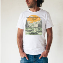 Distressed Yellow/Green Print Yosemite Park Nature