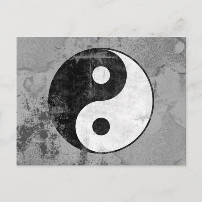 Distressed Yin Yang Symbol Postcard (Front)