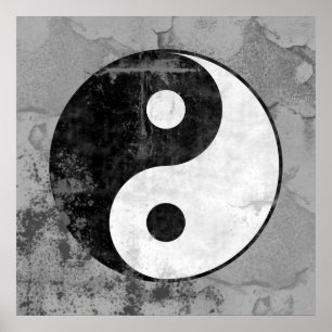 Distressed Yin Yang Symbol Poster