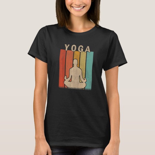 Distressed Yoga  Men Women Cute Yoga Retro T-Shirt (Front)