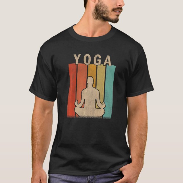 Distressed Yoga  Men Women Cute Yoga Retro T-Shirt (Front)
