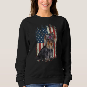 Distressed Yorkshire Terrier American Flag Patriot Sweatshirt