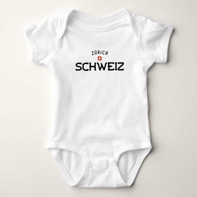 Distressed Zurich Schweiz (Switzerland) Baby Bodysuit (Front)