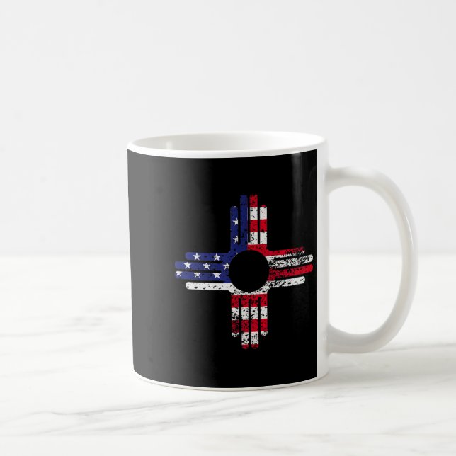 Distresses American Flag New Mexico Zia Symbol For Coffee Mug (Right)