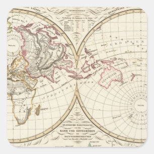 Distribution Map of Rivers and Mountains Square Sticker