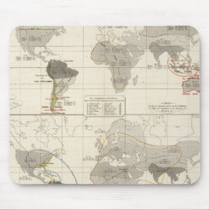 Distribution of birds and amphibians mouse pad