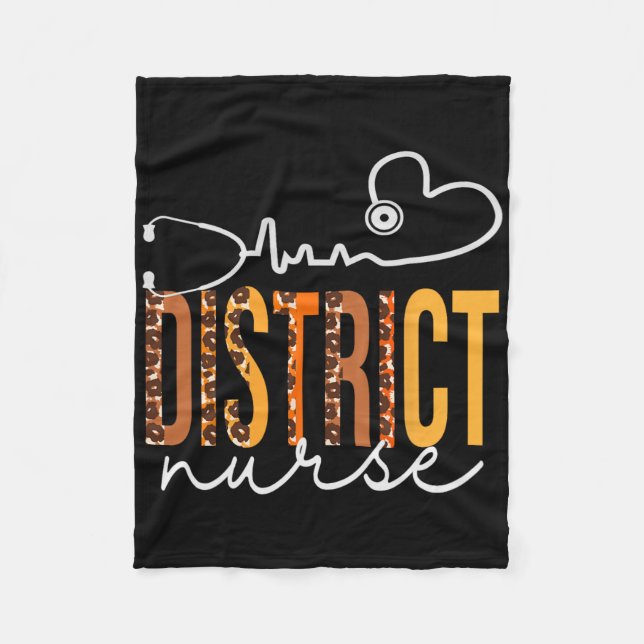 District Nurse Leopard Heartbeat Appreciation Wome Fleece Blanket (Front)