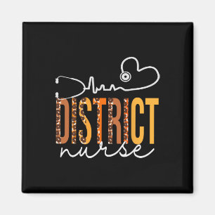 District Nurse Leopard Heartbeat Appreciation Wome Magnet
