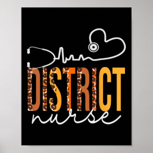 District Nurse Leopard Heartbeat Appreciation Wome Poster