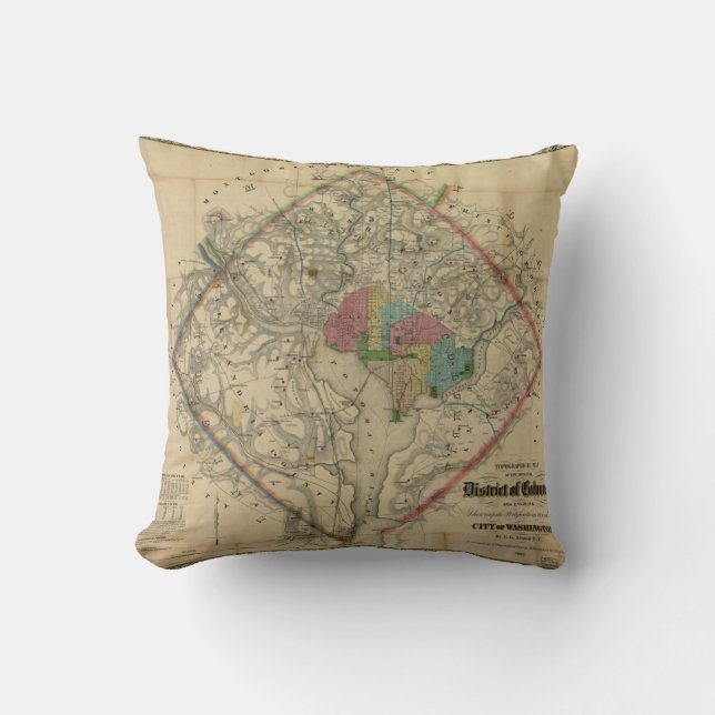District of Columbia Civil War Era Map Cushion (Front)