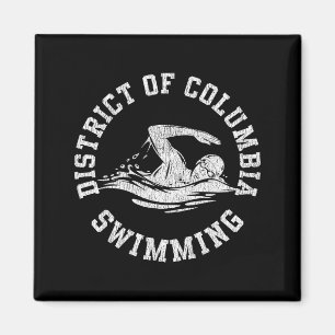 District Of Columbia Swimming Retro Distressed Swi Magnet