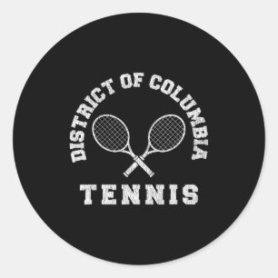 District Of Columbia Vintage Tennis Team Distresse Classic Round Sticker