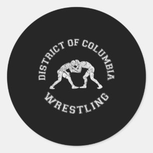 District Of Columbia Wrestling Distressed Retro Wr Classic Round Sticker
