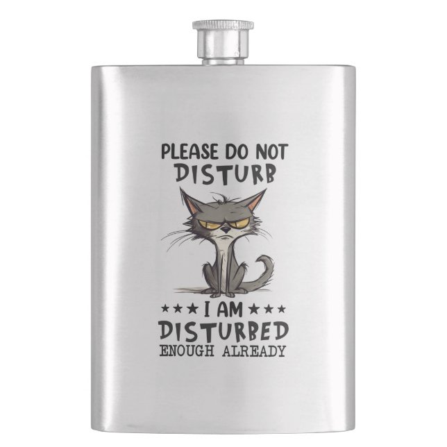 Disturbed Cat Hip Flask (Front)