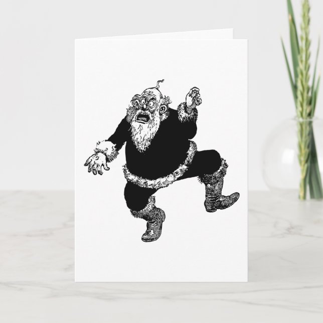 Disturbed Crazy Angry Vintage Christmas Santa Holiday Card (Front)