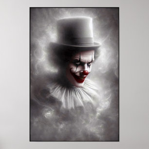 Disturbed Vintage Clown With a Sinister Smile Poster