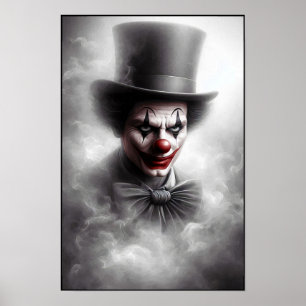 Disturbed Vintage Clown With a Sinister Smile Poster
