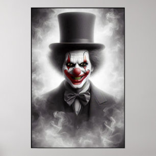 Disturbed Vintage Clown With a Sinister Smile  Poster