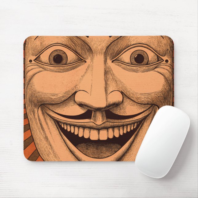 Disturbing Grinning Face Mouse Pad (With Mouse)