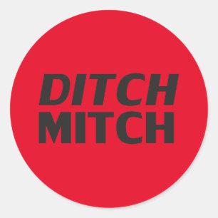 Ditch Mitch red black modern typography funny Classic Round Sticker