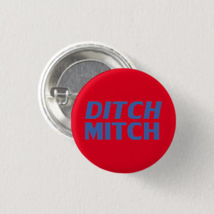 Ditch Mitch red blue modern typography funny 3 Cm Round Badge