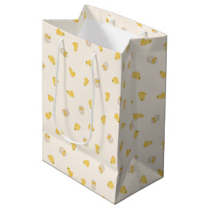 Ditsy Chicks (Old Lace) – Cute Bird Pattern Medium Gift Bag