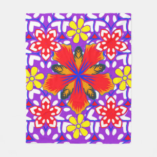 Ditsy cute floral seamless pattern in white, red a fleece blanket