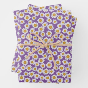 Ditsy daisy flowers wrapping paper sheet