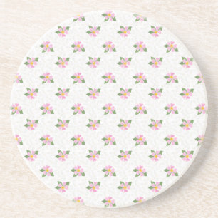 Ditsy Dog Rose Polka Style Sandstone Coaster