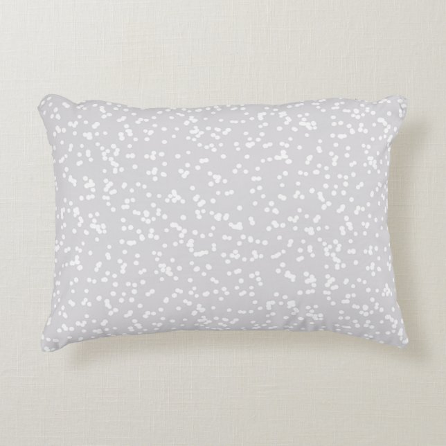 Ditsy Dots Pattern - White on Silver-Gray Decorative Cushion (Front)