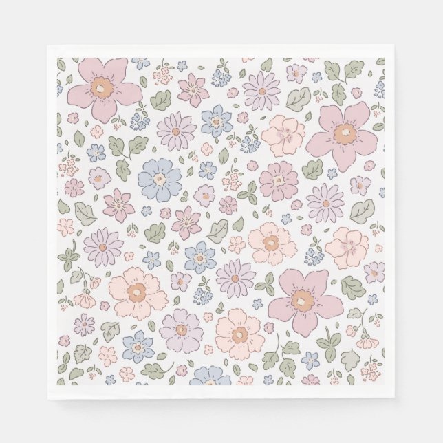 Ditsy Floral Baby Shower Paper Napkins (Front)