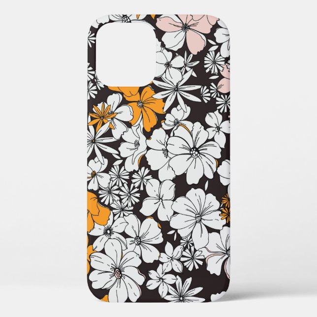 Ditsy Floral: Colourful Dark Background. Case-Mate iPhone Case (Back)